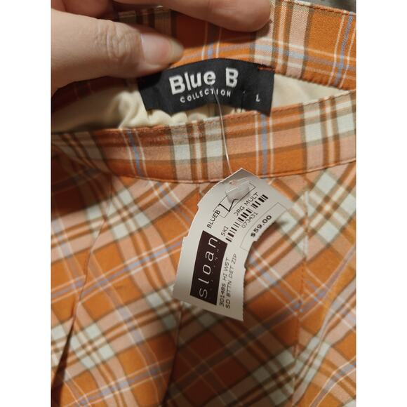 Blue B Collection Stay Flirty Coral Plaid Pleated Skort Size L  New With Tags - Picture 6 of 9
